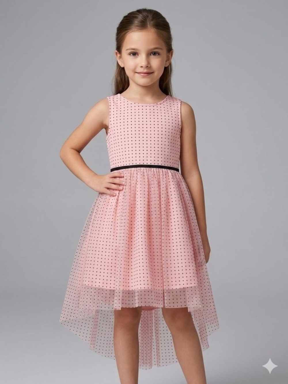 lilt Pink Polka Dot Tulle High-Low Party Dress